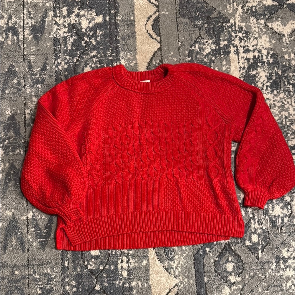 Madewell Vibrant Red Textured Crew Neck Sweater